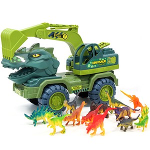 공룡 운반트럭 장난감 티라노 사우르스 굴삭기, 혼합색상
