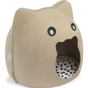 펫츠몬 고양이 원 홀 펠트 숨숨 하우스 냥이 얼굴, 베이지