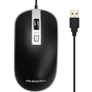 맥스틸 저소음 USB 유선 마우스 MO-M202U, 블랙