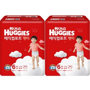 하기스 매직컴포트 팬티형 기저귀 남여공용 점보형, 6단계, 60매