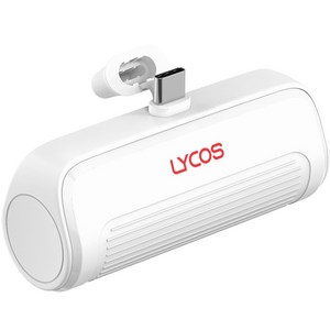 라이코스 미니 무선 일체형 보조배터리 5000mAh C타입, LYCOS-M5000CP, 스노우화이트