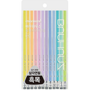 모나미 바우하우스 파스텔 삼각지우개 연필 HB 12종 세트, 혼합색상, 1세트
