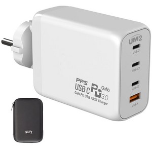 UM2 130W GaN2 PD 접지형 4포트 고속 충전기, 화이트, 1개