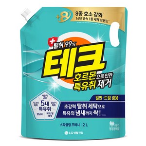 테크 호르몬 특유취 제거 일반드럼 겸용 액체세제 리필, 2L, 1개