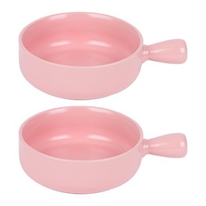 인블룸 세라믹 손잡이 오븐 전자레인지접시, 핑크, 2개