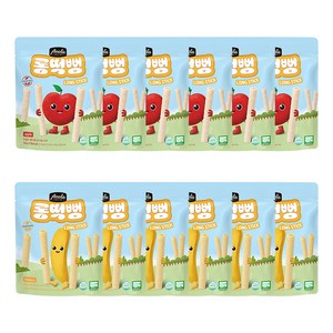 아넬라 유기농 롱떡뻥 과일롱스틱 2종 x 6p 세트, 1세트