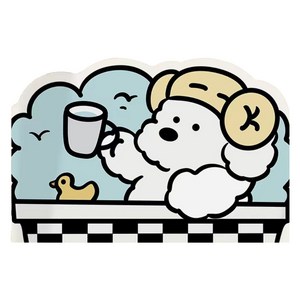 코튼뷰 빨아쓰는 주방 욕실 규조토 발매트, 목욕하는 비숑