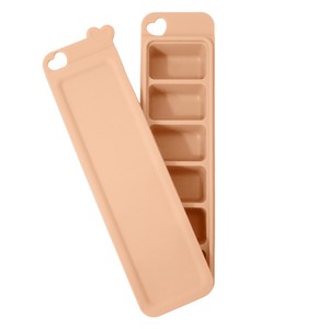 티지엠 밀폐 하트 실리콘 이유식 큐브 보관 용기 6구, 코랄핑크, 1개