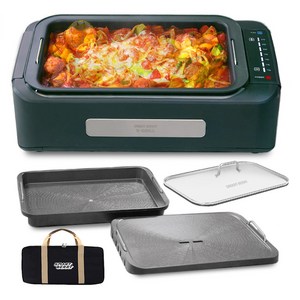 스마트베리 연기먹는 다용도 케이 그릴 시즌2 대형전골팬 + 구이팬 + 전용뚜껑 + 전용가방 세트, SBG-K01