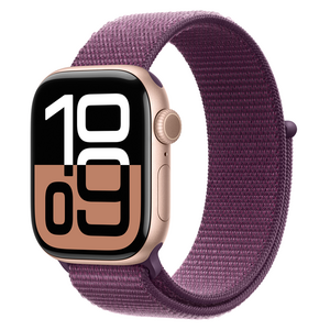 Apple 애플워치 10 GPS, 42mm, 로즈 골드 / 플럼 스포츠 루프, Loop