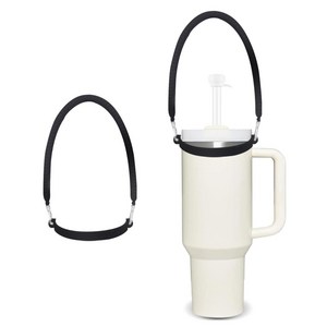 금깨비 스탠리호환 텀블러 스트랩 실리콘 컵타이, 블랙, 2개