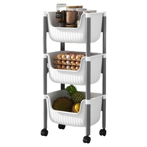 데일블룸 이동식 수납선반 트롤리 3단, 화이트