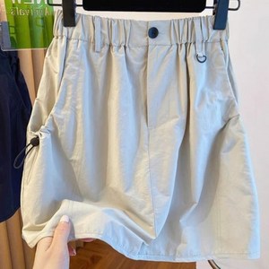 구디프 여성용 빈티지룩 스트링 버튼장식 허리밴딩 미니스커트