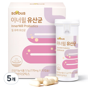 소버스 이너윌 유산균 5.1g, 30정, 5개