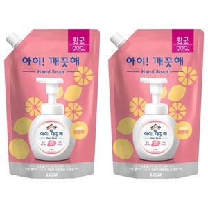 아이깨끗해 항균 폼 핸드솝 레몬향 리필, 600ml, 2개