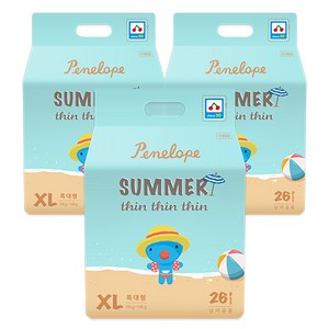 페넬로페 씬씬씬 아이스 썸머 팬티형 기저귀 공용, 특대형(XL), 78매