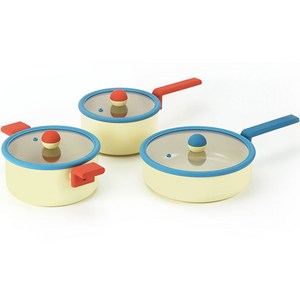 네오플램 국산 IH 인덕션 대니쉬 냄비 프라이팬 3종 세트, 편수냄비 18cm + 양수냄비 18cm + 멀티팬 24cm, 1세트