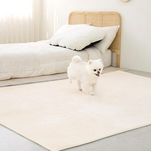 레토 강아지 먼지없는 단모 미끄럼방지매트 워셔블 러그, 아이보리, 1개