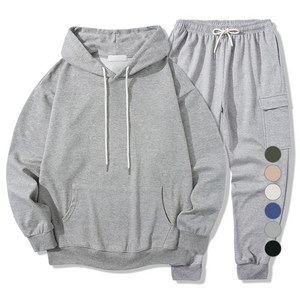 일루소 남성용 소프트 후드 티셔츠 + 카고 조거 바지 트레이닝복 상하의 세트