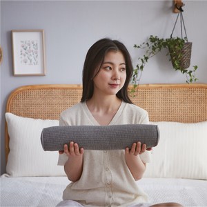 코멧 홈 줄누비 피그먼트 공법 원형 편백 베개, 그레이