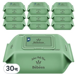 베베앙 라이트 아기물티슈 캡형 43gsm, 43g, 100매, 30팩