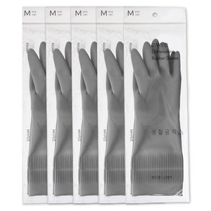 생활공작소 라텍스 고무장갑 양손착용 밴드형, 그레이, 중(M), 5세트
