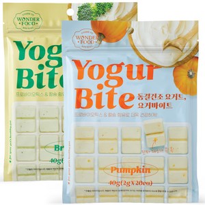 원더푸드 반려동물 요거 바이트 간식, 브로콜리. 호박, 2개