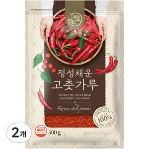 채운영농조합 국산 고춧가루 고운굵기 보통매운맛, 500g, 2개