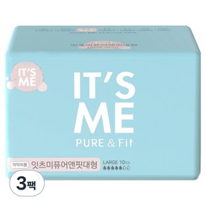 잇츠미 퓨어앤핏 생리대, 대형, 10개입, 3개