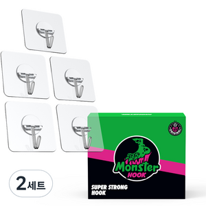 몬스터클리어겔 무타공 부착식 후크 5p, 10개