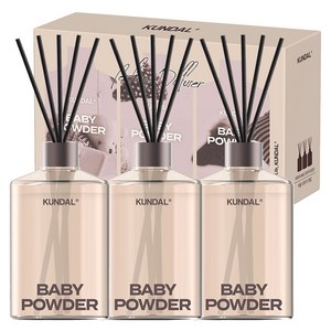 쿤달 퍼퓸 디퓨저 + 섬유스틱 15p 세트, 베이비파우더, 500ml, 3개