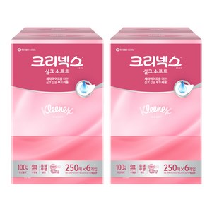 크리넥스 실크소프트 천연펄프 미용티슈 2겹, 250매, 12개