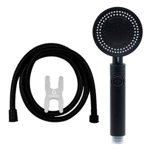 홈다움 블랙 몬스터 다기능 샤워기 헤드+블랙 물때방지튜브형 1.5m샤워호스 +스패너, 1세트