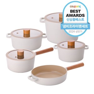 키친웰 국산 토리 IH 인덕션 세라믹냄비 5종 세트, 베이지, 양수 16cm + 20cm + 편수 18cm + 곰솥 22cm + 프라이팬 22cm, 1세트