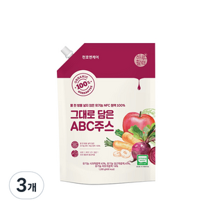 천호엔케어 유기농 NFC 착즙 원액 그대로 담은 ABC 주스, 1L, 3개