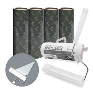 홈앤미 초강력 사선컷팅 테이프크리너 핸들 + 거치대 + 리필 60회분 4p, 1세트
