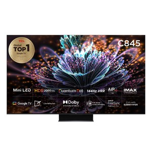 TCL 4K Mini LED 안드로이드11 TV, 140cm/55인치, 55C845, 스탠드형, 방문설치