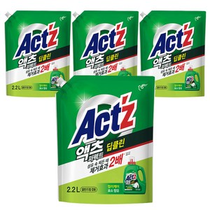 액츠 퍼펙트 딥클린 액상세제 리필, 2.2L, 4개