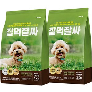 잘먹잘싸 강아지 6프리 전연령 기호성좋은 피부 모질 사료 연어, 2kg, 2개