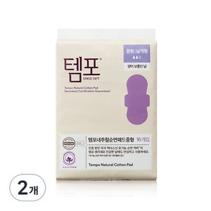 템포 내추럴 순면 생리대 중형, 16개입, 2개