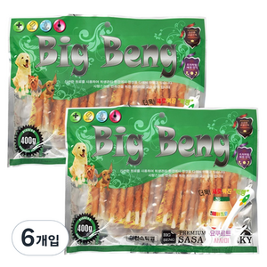 뉴빅뱅 요구르트 사사미, 치킨스틱껌맛, 400g, 6개입