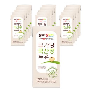곰곰 무가당 국산콩 두유, 16개, 190ml