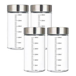 헬로키친 내열유리 눈금 유리병, 300ml, 4개