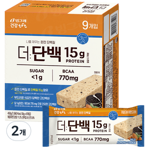 빙그레 tft 더단백 마일드바 아몬드쿠키 9p, 450g, 2개