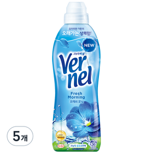 버넬 고농축 섬유유연제 프레쉬 모닝 본품, 900ml, 5개
