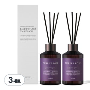에이센트 네이처 실속형 디퓨저 200ml x 2p + 섬유스틱 10p, 퍼플로즈, 3세트