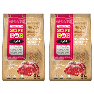 전연령 강아지 소프트밥 반건조사료, 소, 1kg, 2개