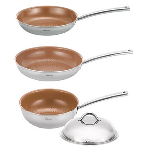 에델코첸 통3중 이지프리즘 프라이팬 3종 세트 인덕션 IH, 프라이팬24cm + 28cm + 웍팬24cm, 1세트