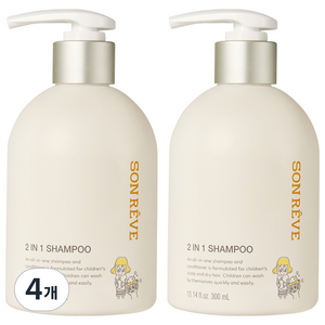 쏭레브 키즈 샴푸 2 in 1 달콤한 사탕향, 300ml, 4개