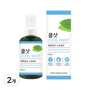 더허브샵 쿨샷 스프레이 페퍼민트향, 50ml, 2개